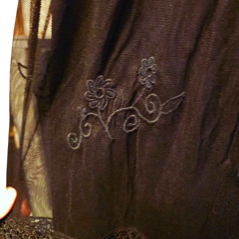 rancho Estancia black floral lace dark fairy whimsy goth dress size m - Picture 6 of 7